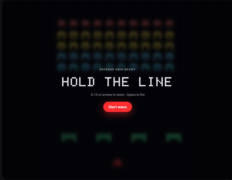 Space Invaders running game screen